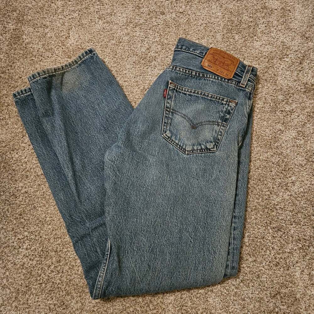 Levi's 501 Original Fit Jeans Size 32x34 Medium Wash Salt and Pepper Button Fly